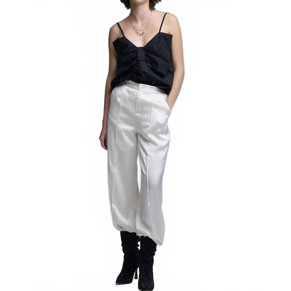 NEW Q2 poplin crop top with bow detail in black